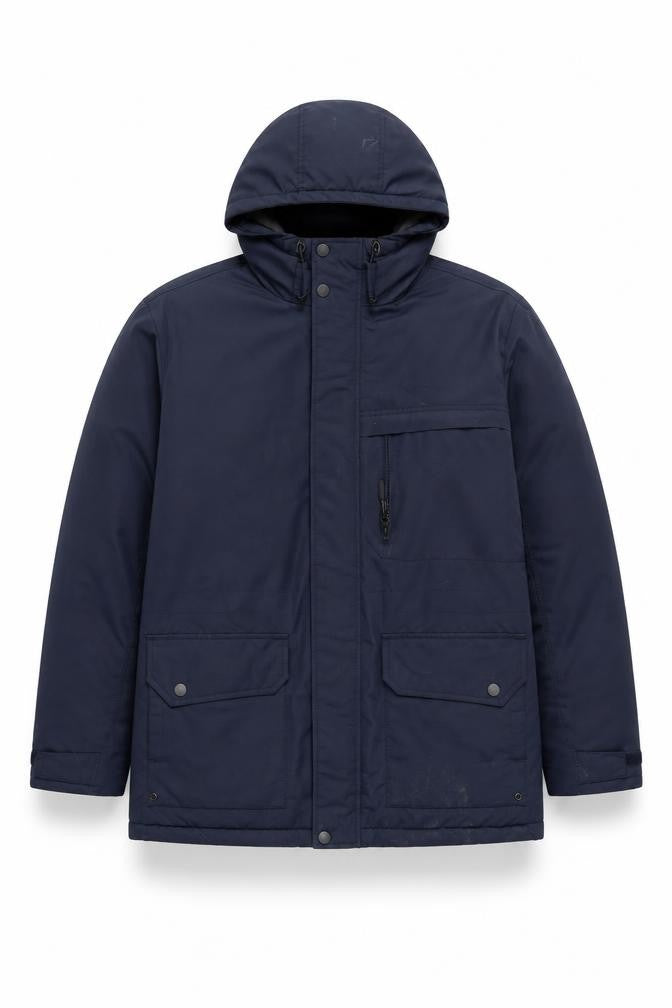 Front view of FB Sister Men's Blue 2XL Hooded Lined Parka Jacket