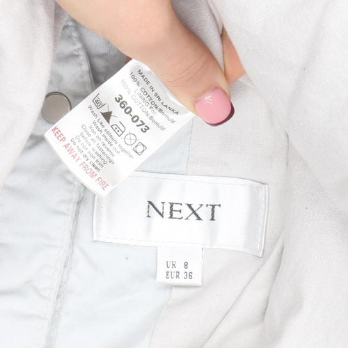 Next Women's White Cotton Parka Jacket Size 8 Hooded Mid-Length