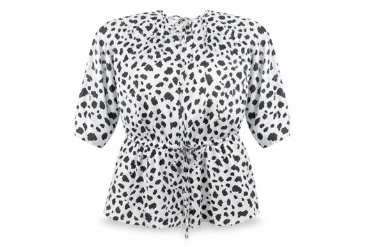 Front view of ASOS Women’s White Animal Print Tunic Blouse, size UK 18