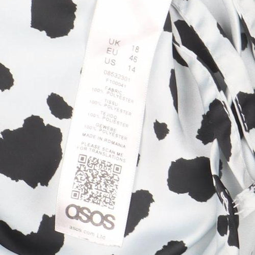 ASOS Women’s White Animal Print Tunic Blouse Size 18