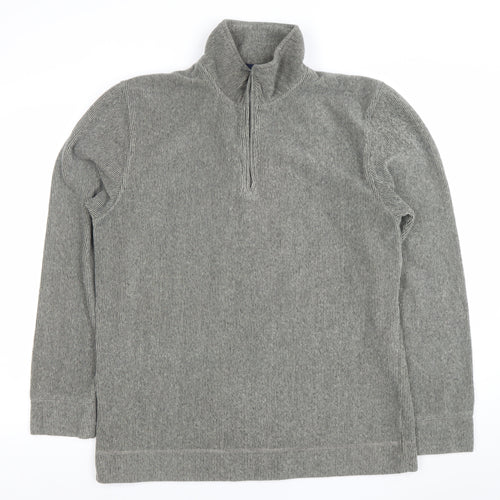 Lee Cooper Men's Grey 1/4 Zip Mock Neck Knit Sweatshirt Size M