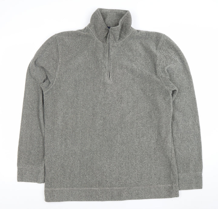 Lee Cooper Men's Grey 1/4 Zip Mock Neck Knit Sweatshirt Size M