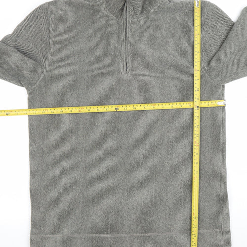 Lee Cooper Men's Grey 1/4 Zip Mock Neck Knit Sweatshirt Size M