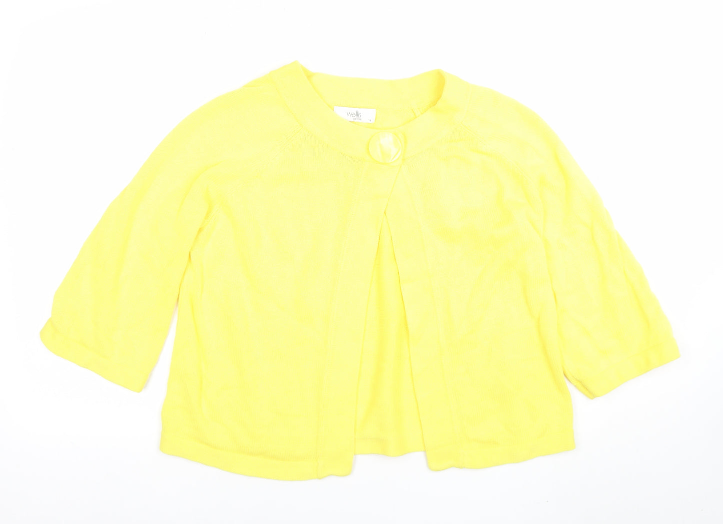Wallis Petite Women's Yellow 100% Cotton Cardigan Size 14