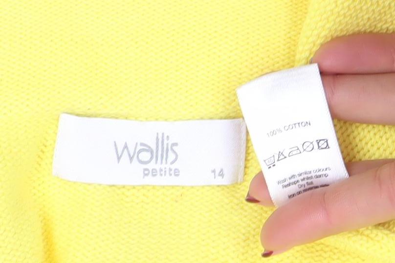 Wallis Petite Women's Yellow 100% Cotton Cardigan Size 14