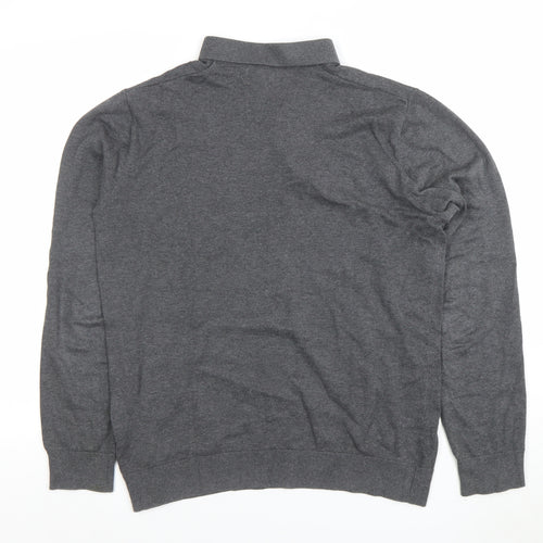 U.S. Polo Assn. Men's Grey Long Sleeve Cotton Polo Shirt M