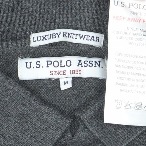 U.S. Polo Assn. Men's Grey Long Sleeve Cotton Polo Shirt M