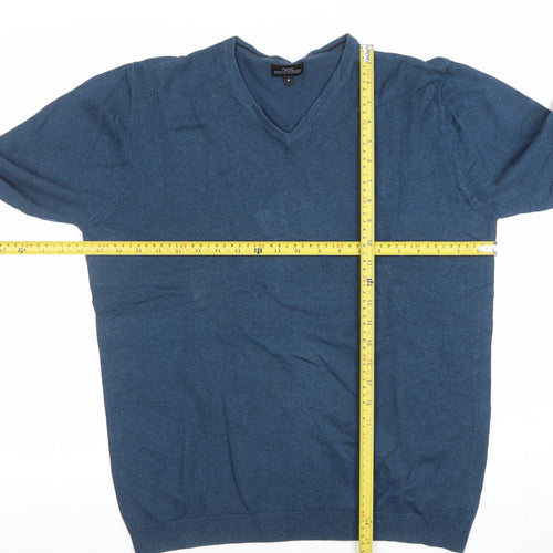 Next Men's Blue V-Neck Cotton Blend Jumper Size M