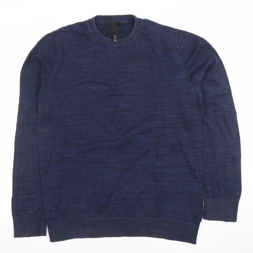 H&M Men's Blue Cotton Crew Neck Long Sleeve Jumper Size M
