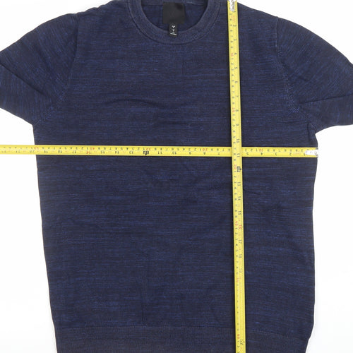 H&M Men's Blue Cotton Crew Neck Long Sleeve Jumper Size M