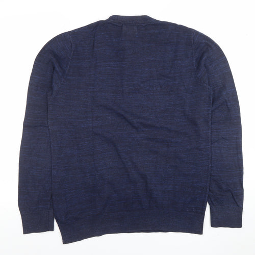 H&M Men's Blue Cotton Crew Neck Long Sleeve Jumper Size M