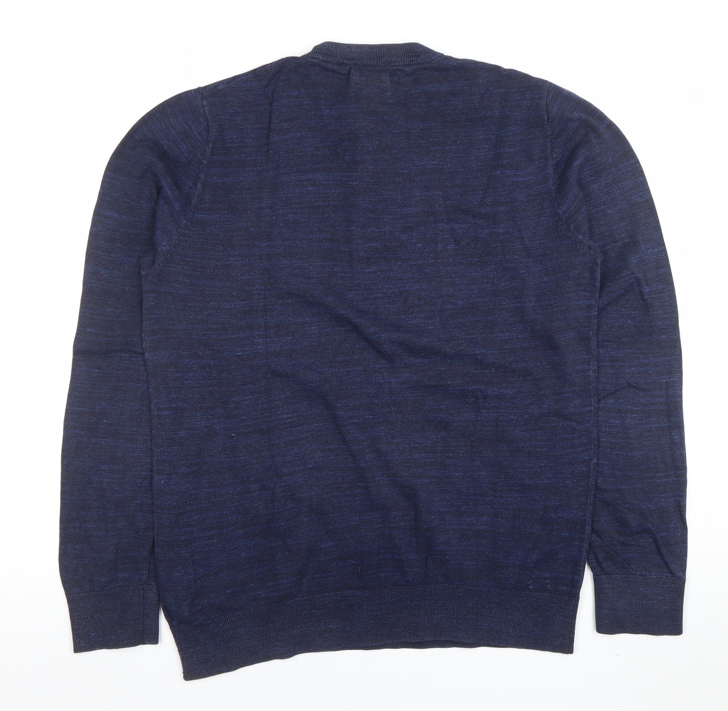 H&M Men's Blue Cotton Crew Neck Long Sleeve Jumper Size M