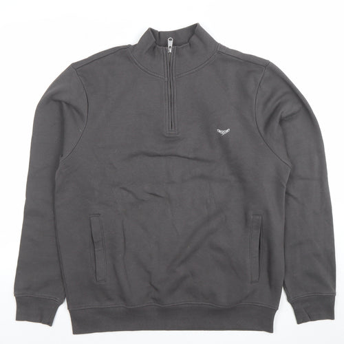 Threadbare Men's Grey 1/4 Zip Sweatshirt M High Neck Casual