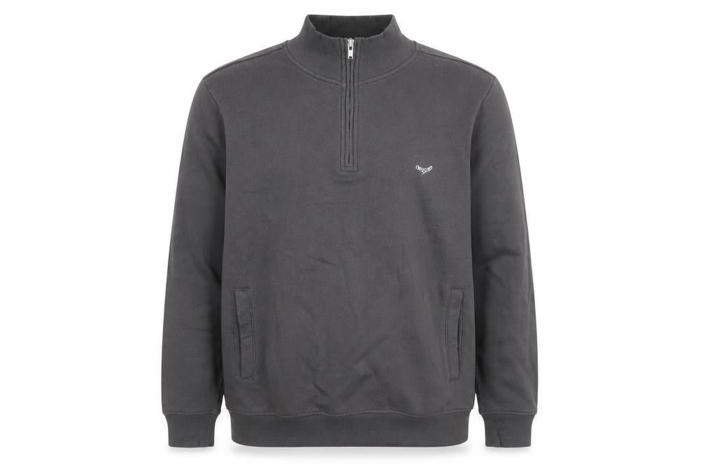 Front view of Threadbare Men's Grey 1/4 Zip Sweatshirt M High Neck Casual