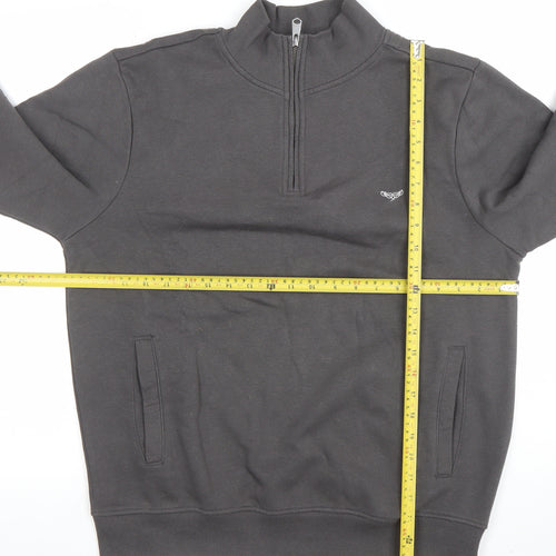 Threadbare Men's Grey 1/4 Zip Sweatshirt M High Neck Casual