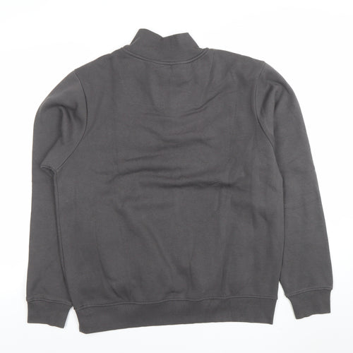 Threadbare Men's Grey 1/4 Zip Sweatshirt M High Neck Casual