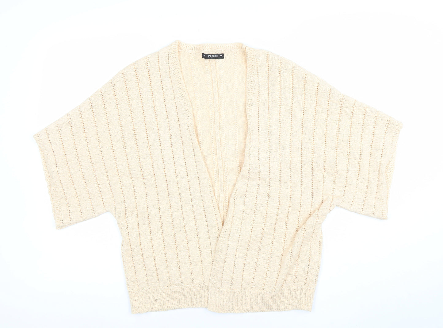 Dunnes Women Beige Open Knit Short Sleeve Cardigan Size L