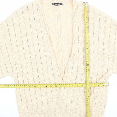 Dunnes Women Beige Open Knit Short Sleeve Cardigan Size L