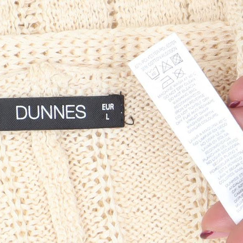 Dunnes Women Beige Open Knit Short Sleeve Cardigan Size L