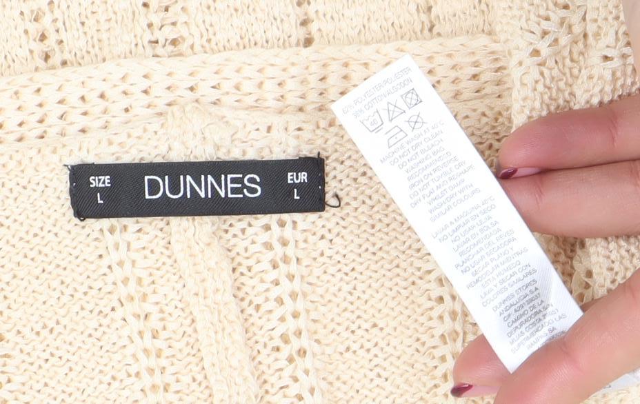 Dunnes Women Beige Open Knit Short Sleeve Cardigan Size L
