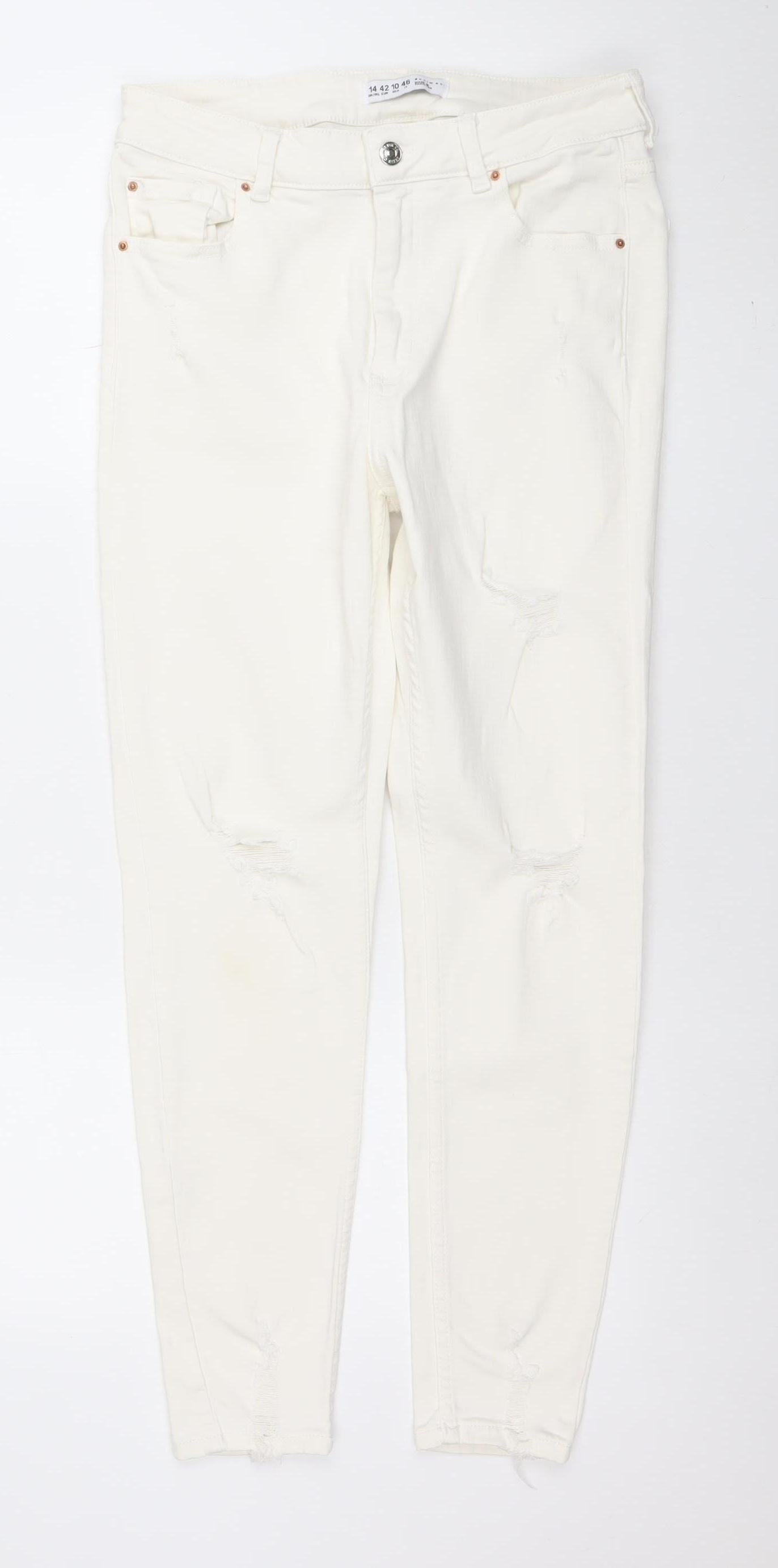 Denim Co Women's White Size 14 Skinny Distressed Jeans