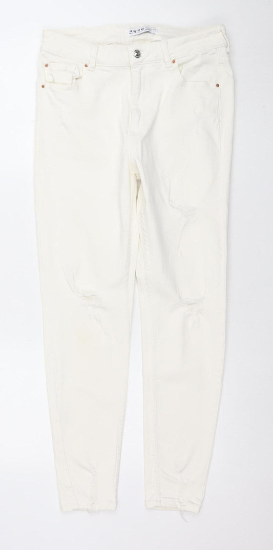 Denim Co Women's White Size 14 Skinny Distressed Jeans