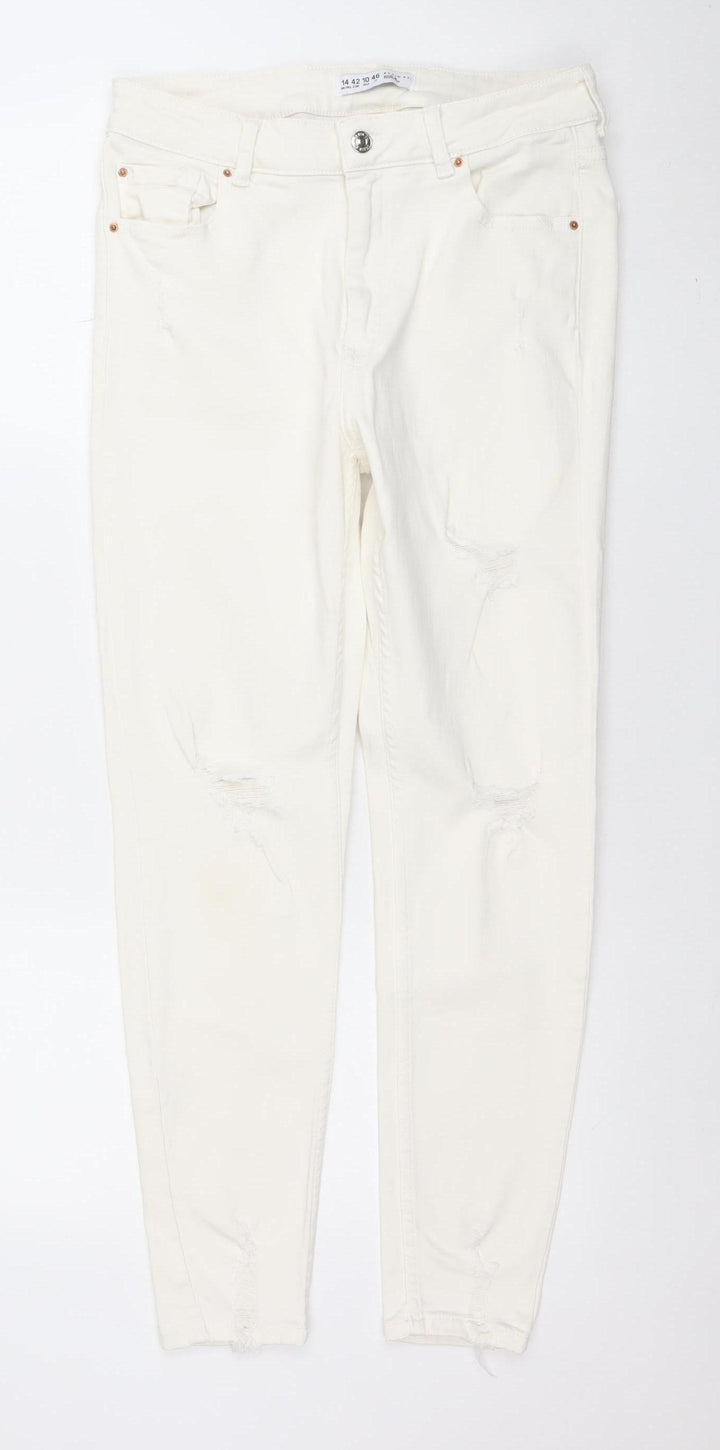 Denim Co Women's White Size 14 Skinny Distressed Jeans