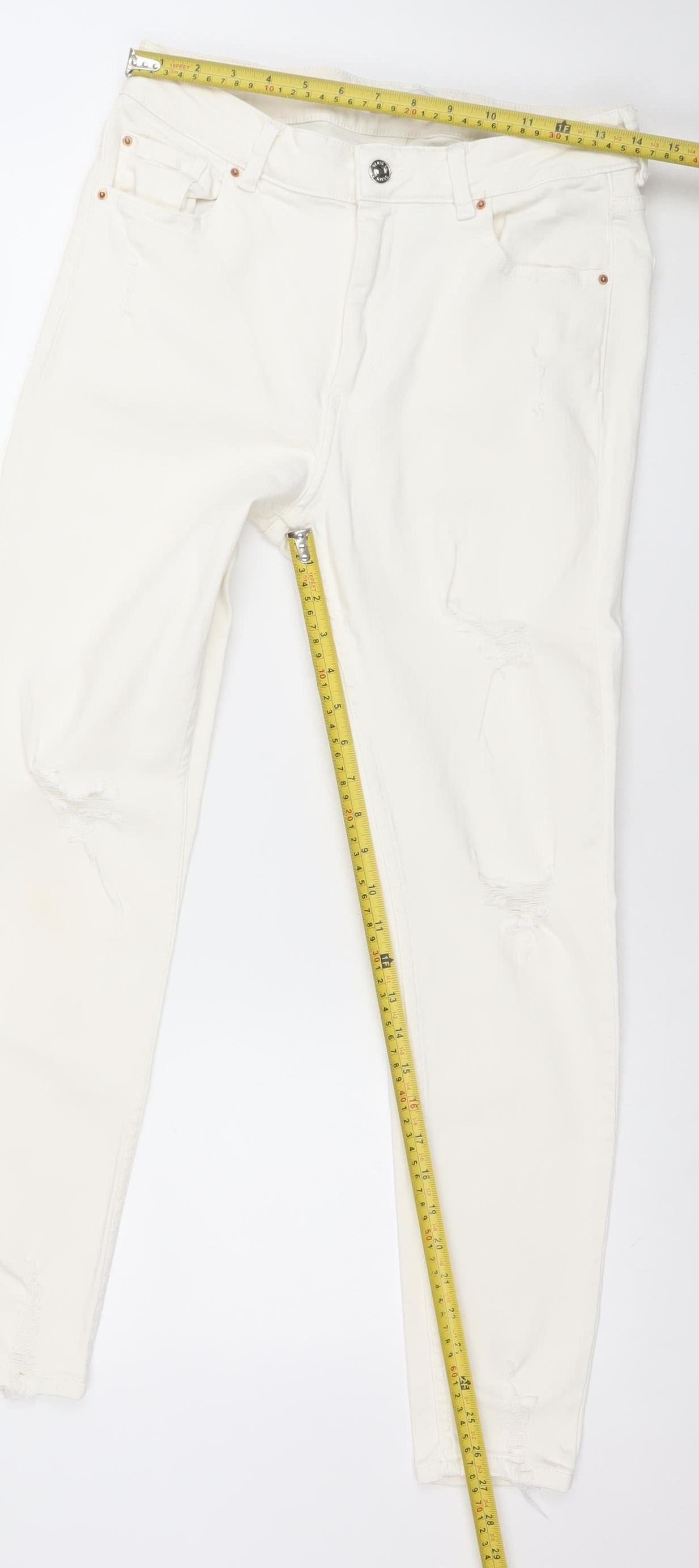 Denim Co Women's White Size 14 Skinny Distressed Jeans