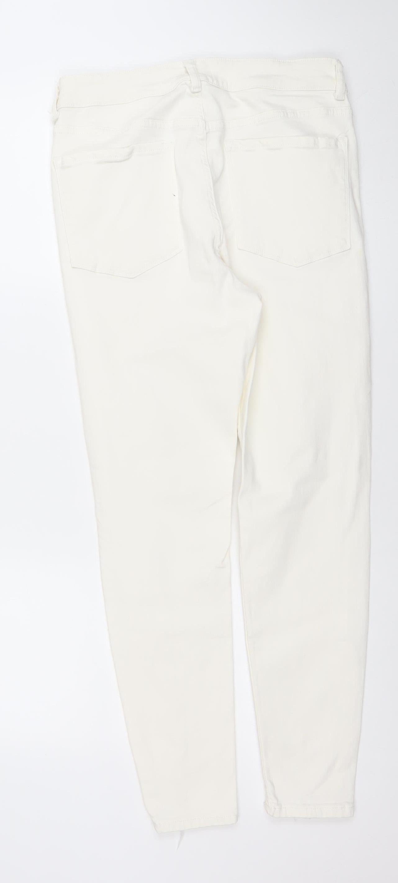 Denim Co Women's White Size 14 Skinny Distressed Jeans