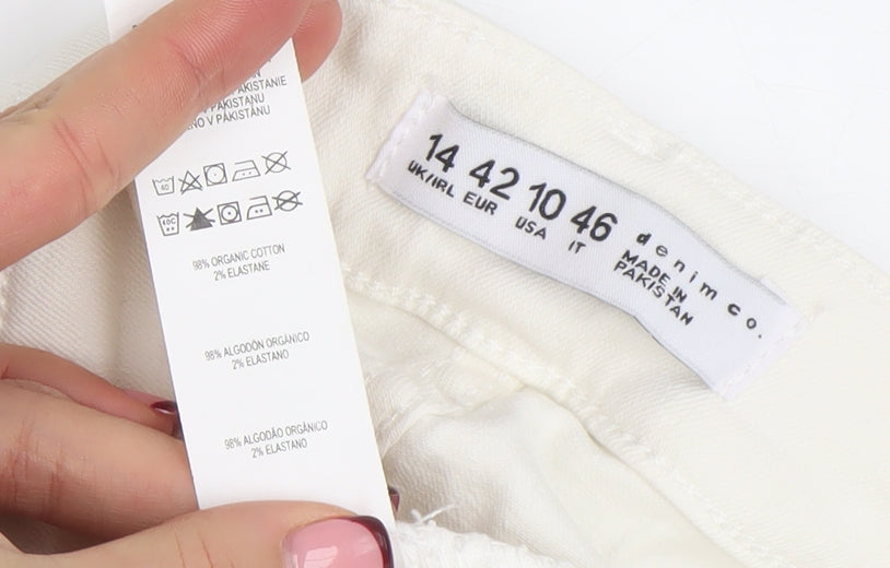 Denim Co Women's White Size 14 Skinny Distressed Jeans