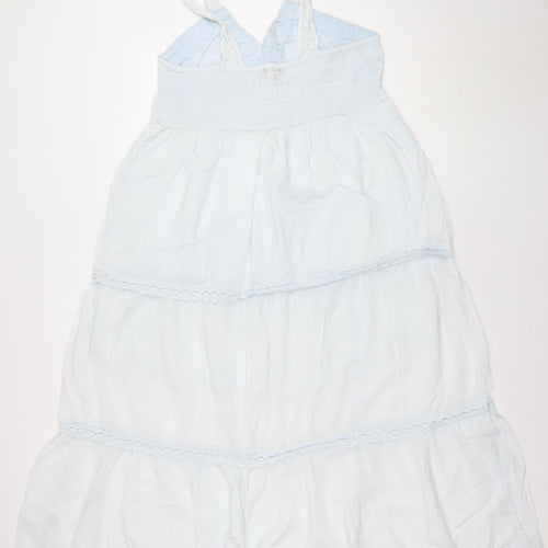 chémistry Women's Blue Cotton A-Line Sleeveless Dress Size 14