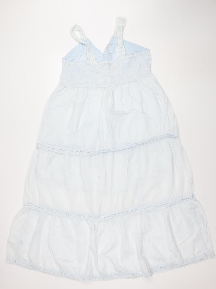chémistry Women's Blue Cotton A-Line Sleeveless Dress Size 14