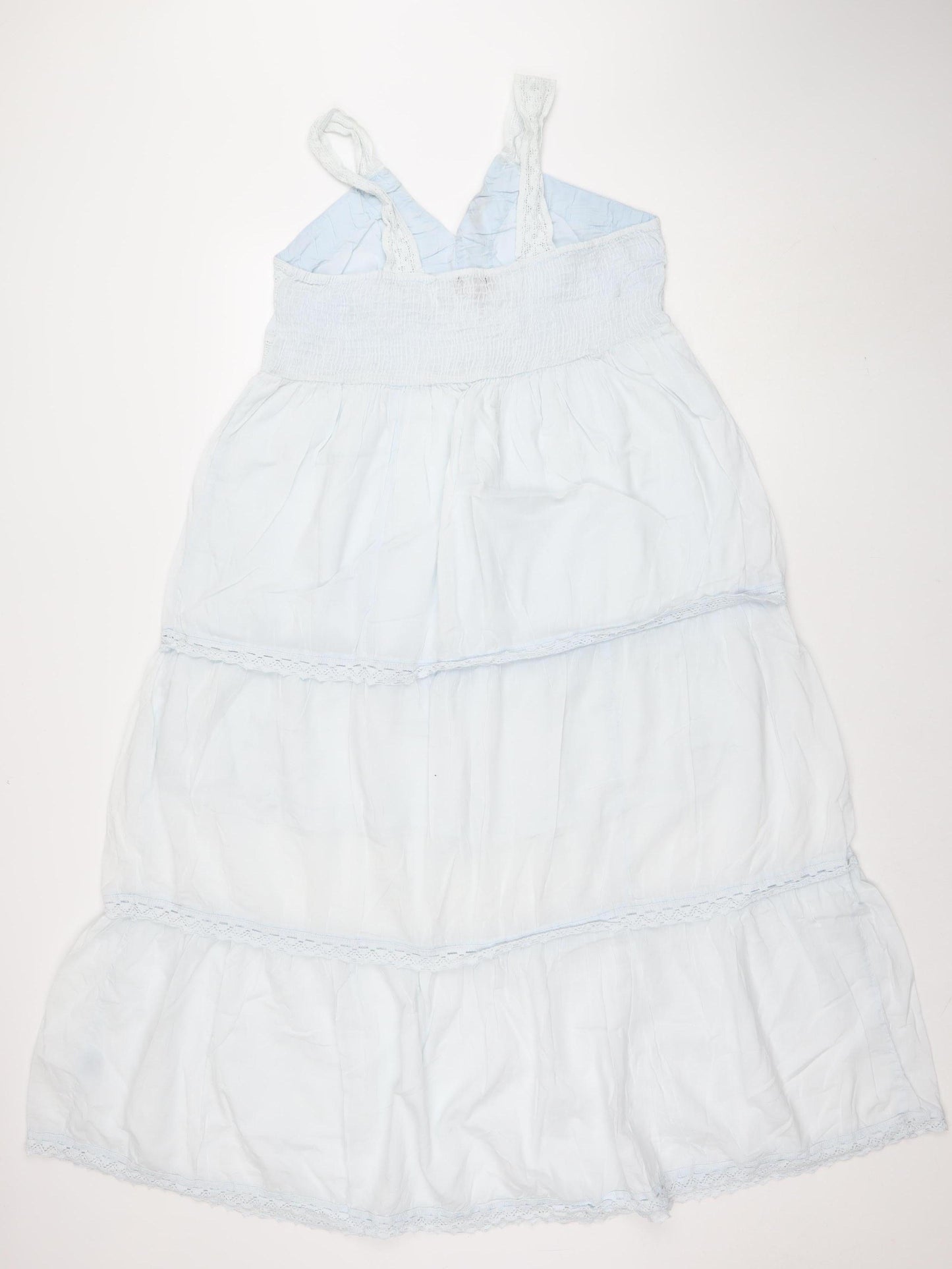 chémistry Women's Blue Cotton A-Line Sleeveless Dress Size 14