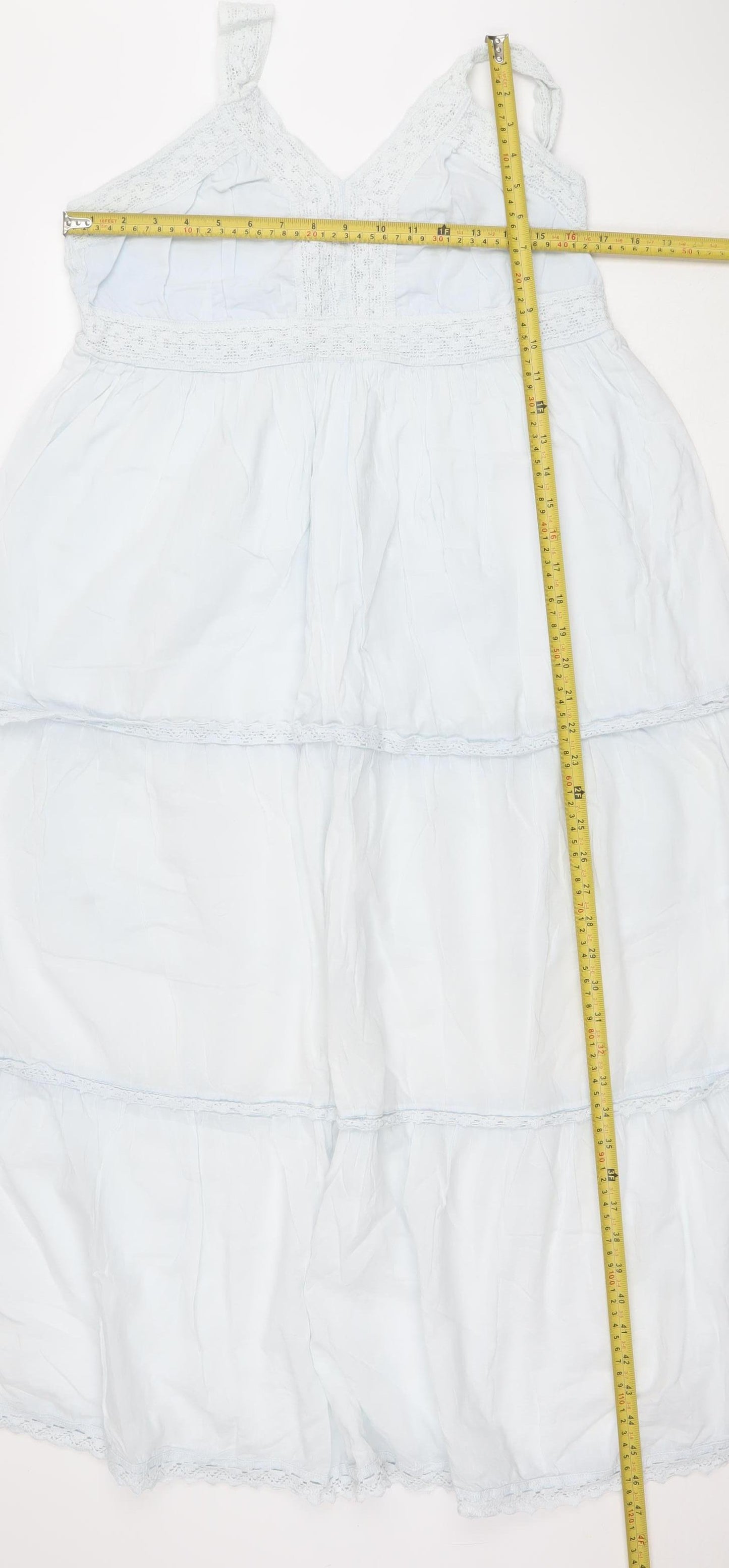 chémistry Women's Blue Cotton A-Line Sleeveless Dress Size 14