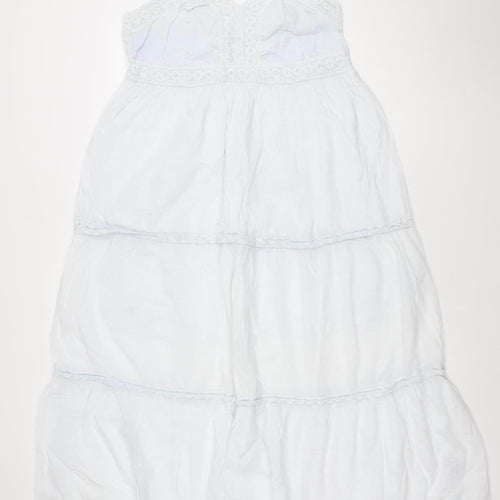 chémistry Women's Blue Cotton A-Line Sleeveless Dress Size 14