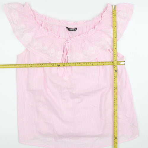 Dunnes Women Pink Off Shoulder Ruffle Blouse XL