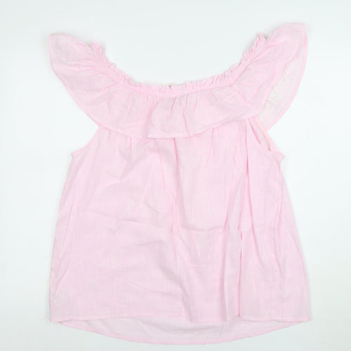 Dunnes Women Pink Off Shoulder Ruffle Blouse XL