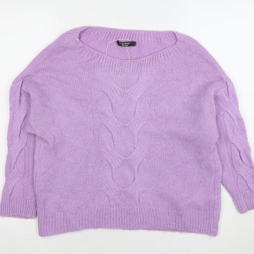 Zabaione Women Lilac Cable-Knit Pullover Jumper S/M Acrylic Blend