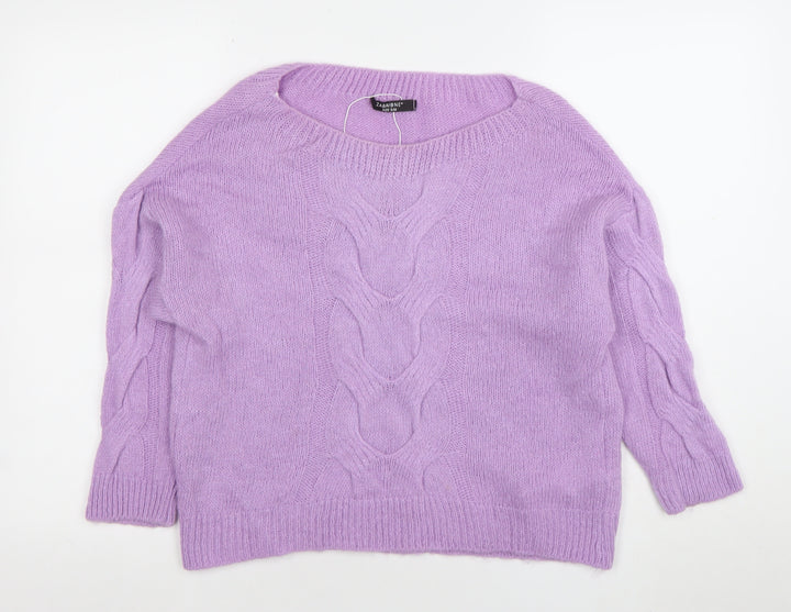 Zabaione Women Lilac Cable-Knit Pullover Jumper S/M Acrylic Blend
