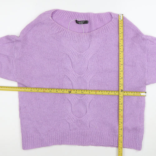 Zabaione Women Lilac Cable-Knit Pullover Jumper S/M Acrylic Blend