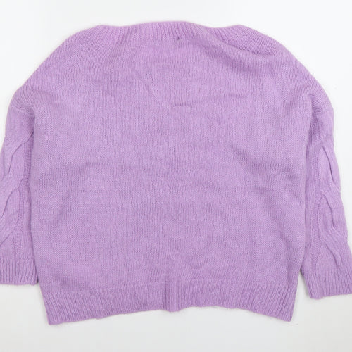 Zabaione Women Lilac Cable-Knit Pullover Jumper S/M Acrylic Blend