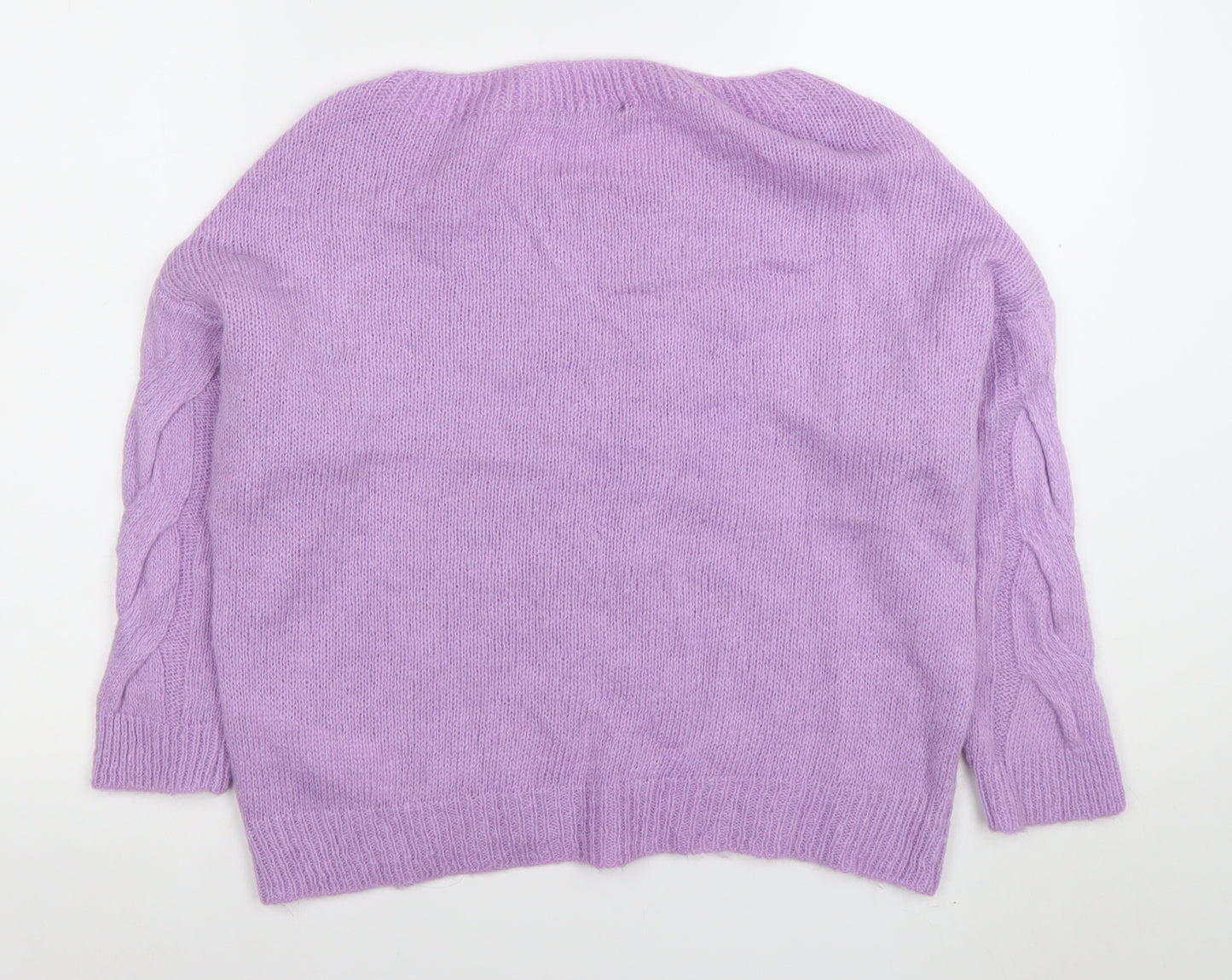 Zabaione Women Lilac Cable-Knit Pullover Jumper S/M Acrylic Blend