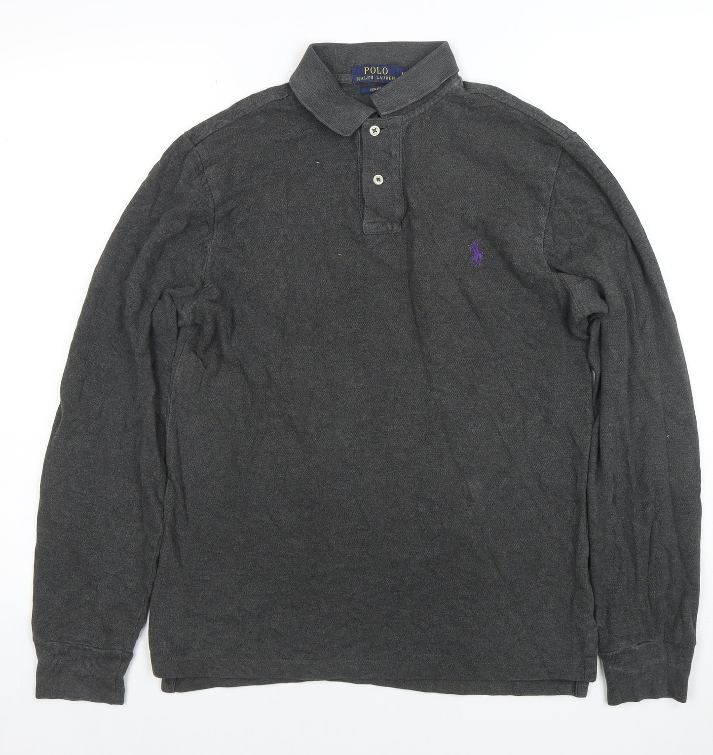 Ralph Lauren Men’s Grey Slim Fit Long Sleeve Polo Shirt M
