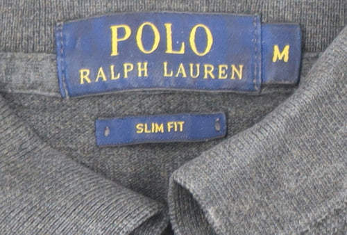Ralph Lauren Men’s Grey Slim Fit Long Sleeve Polo Shirt M