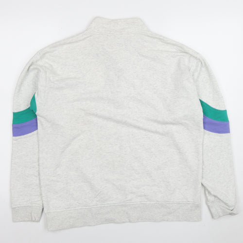 Diesel Womens Grey 1/2 Zip Sweatshirt M Cotton Blend Colour Block
