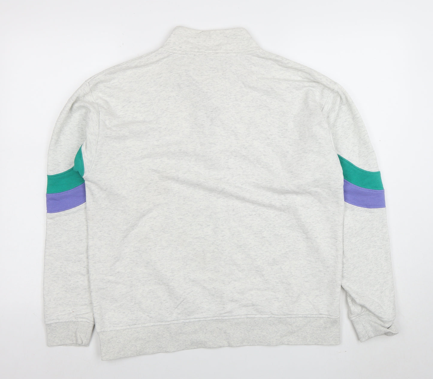 Diesel Womens Grey 1/2 Zip Sweatshirt M Cotton Blend Colour Block