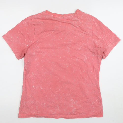 Diesel Womens Pink Acid Wash Short Sleeve Cotton T-Shirt M