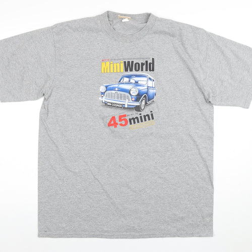 SMILEY Men's Grey Mini Cooper Graphic T-Shirt Size L