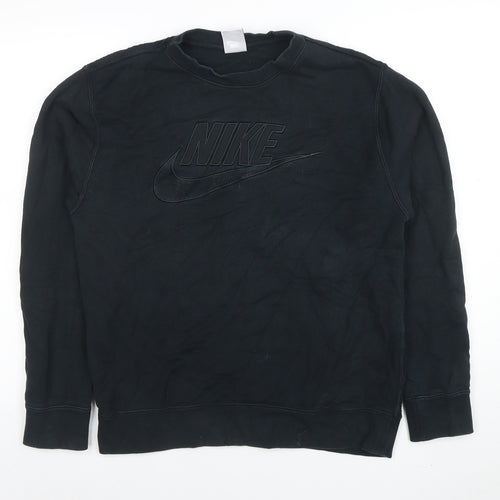 Nike Men's Black Logo Crew Neck Fleece Sweatshirt Size S