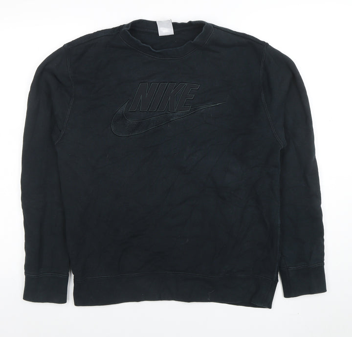 Nike Men's Black Logo Crew Neck Fleece Sweatshirt Size S